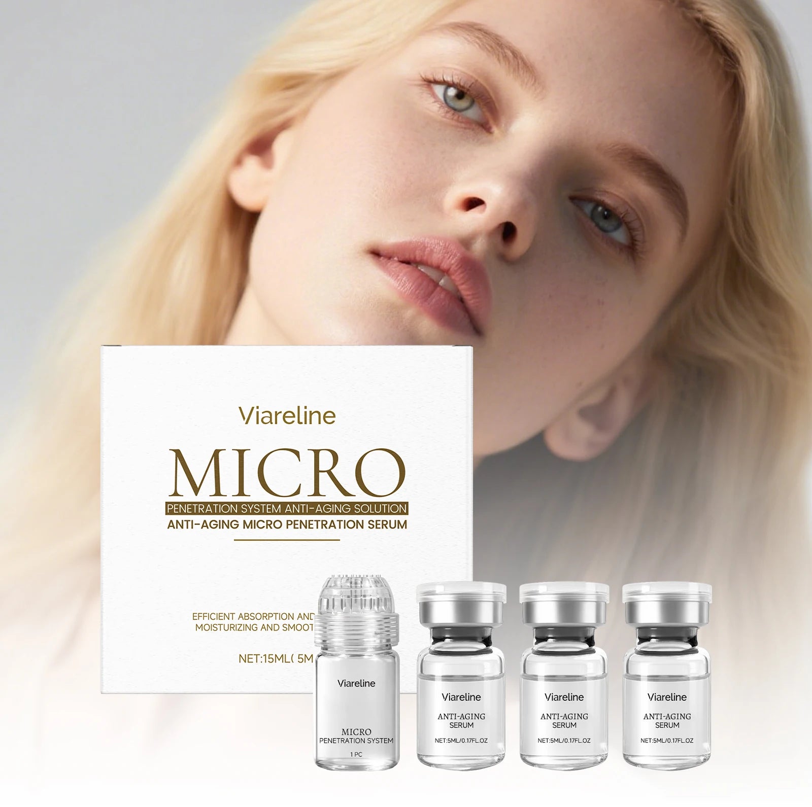 Kit Antiedad Viareline — Colágeno + Roller de Microagujas 0,25 mm